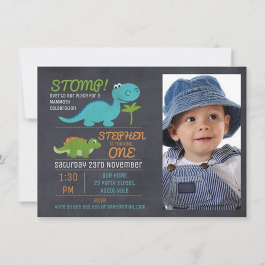 Invitation pour l'anniversaire de Dinosaur (Devant)