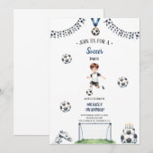 invitation pour l'anniversaire de football garçon (Devant / Derrière)