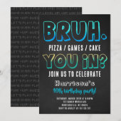 Invitation pour l'anniversaire de garçon Bruh (Devant / Derrière)