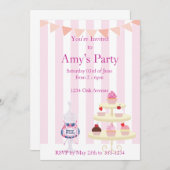 Invitation pour l'anniversaire de Girly Cupcakes e (Devant / Derrière)