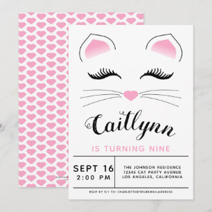 Invitation pour l'anniversaire de Glam Cat