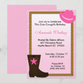 Invitation pour l'anniversaire de la Cowgirl Weste (Devant / Derrière)