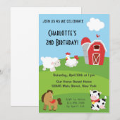Invitation pour l'anniversaire de la ferme animale (Devant / Derrière)