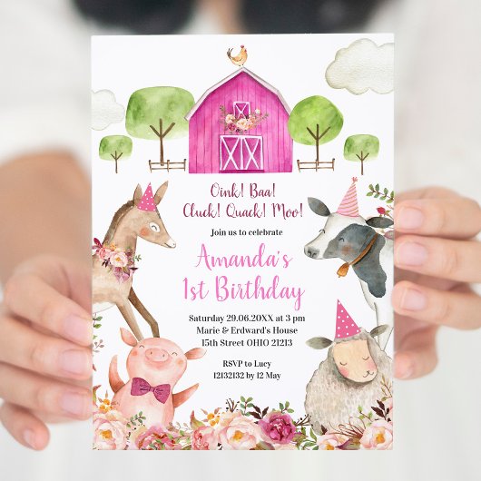 Invitation pour l'anniversaire de la ferme de fill