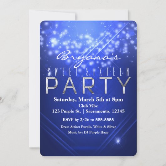 Invitation pour l'anniversaire de la fête Blue Spa (Devant)