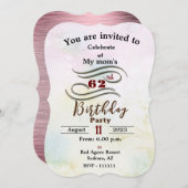 Invitation pour l'anniversaire de la mère (Devant / Derrière)