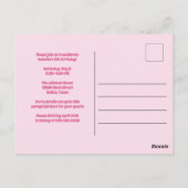 Invitation pour l'anniversaire de la princesse his (Dos)