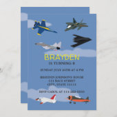 Invitation pour l'anniversaire de l'avion pour enf (Devant / Derrière)