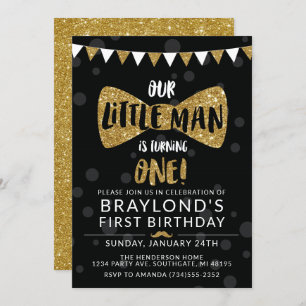 Invitation pour l'anniversaire de Little Man, Blac