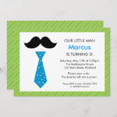 Invitation pour l'anniversaire de Little Man - Ver (Devant / Derrière)