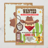 Invitation pour l'anniversaire de l'Ouest de Cowbo (Devant / Derrière)