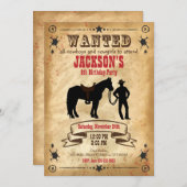 Invitation pour l'anniversaire de l'Ouest de Cowbo (Devant / Derrière)