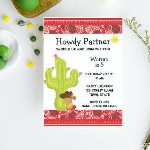 Invitation pour l'anniversaire de l'Ouest de Cowbo