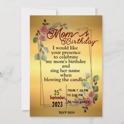 invitation pour l'anniversaire de maman (Devant)