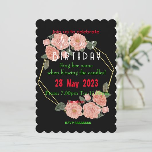 invitation pour l'anniversaire de maman (Debout devant)