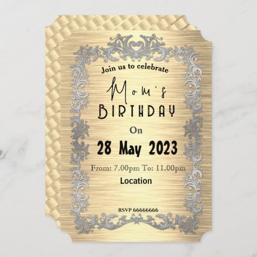 Invitation pour l'anniversaire de maman (Devant / Derrière)