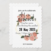 invitation pour l'anniversaire de maman (Devant / Derrière)