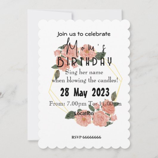 invitation pour l'anniversaire de maman (Devant)