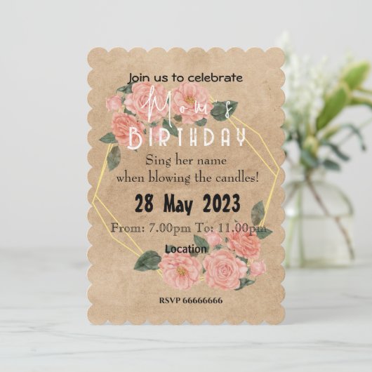invitation pour l'anniversaire de maman (Debout devant)