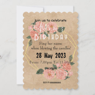 invitation pour l'anniversaire de maman
