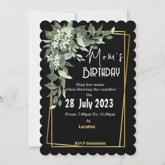 Invitation pour l'anniversaire de maman (Devant)