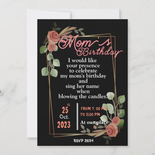 invitation pour l'anniversaire de maman (Devant)