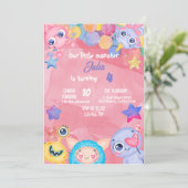 Invitation pour l'anniversaire de monstre mignon (Debout devant)