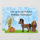 Invitation pour l'anniversaire de Pony d'automne - (Devant / Derrière)