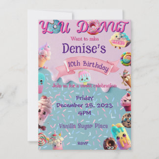 invitation pour l'anniversaire de sweet