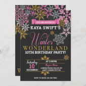 Invitation pour l'anniversaire de Winter Wonderlan (Devant / Derrière)