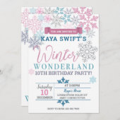 Invitation pour l'anniversaire de Winter Wonderlan (Devant / Derrière)