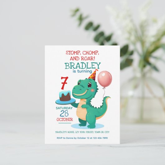 Invitation pour l'anniversaire des 7 ans de T Rex  (Debout devant)