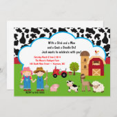 Invitation pour l'anniversaire des animaux de ferm (Devant / Derrière)