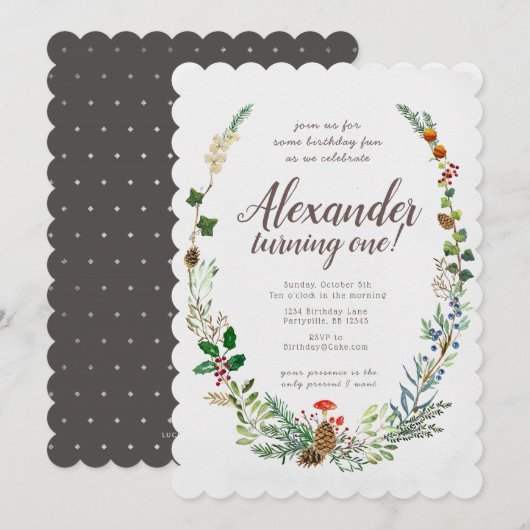 Invitation pour l'anniversaire des bois (Devant / Derrière)