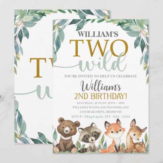 Invitation pour l'anniversaire des bois Deux Invit (Devant / Derrière)