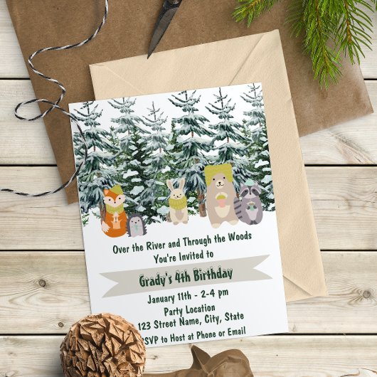 Invitation pour l'anniversaire des bois d'hiver