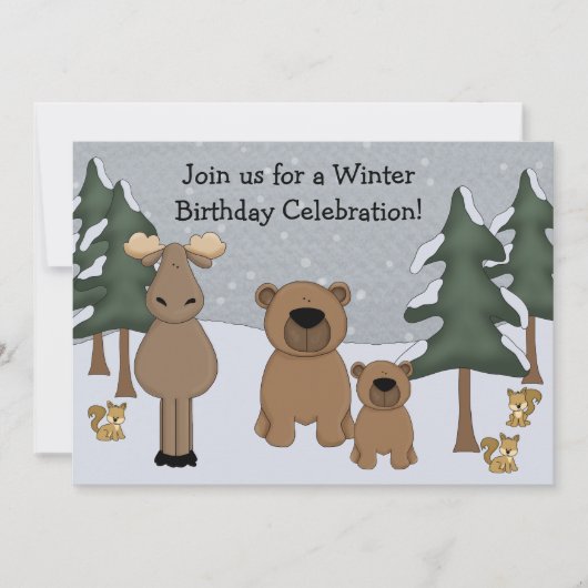 Invitation pour l'anniversaire des bois d'hiver (Devant)