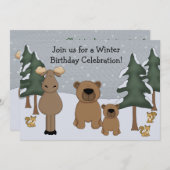 Invitation pour l'anniversaire des bois d'hiver (Devant / Derrière)