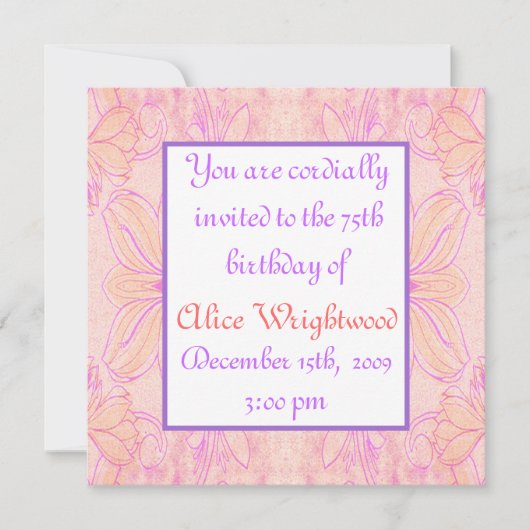 Invitation pour l'anniversaire des dames (Devant)