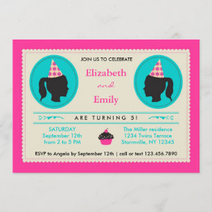 Invitation pour l'anniversaire des jumeaux Silhoue