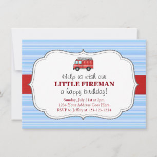 Invitation pour l'anniversaire du camion-feu