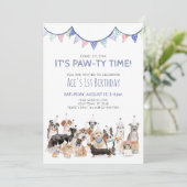 Invitation pour l'anniversaire du chiot Pawty Time (Debout devant)