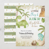 Invitation pour l'anniversaire du garçon Dinosaur (Devant / Derrière)