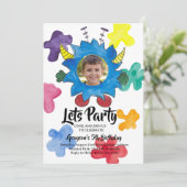 Invitation pour l'anniversaire du monstre à cornes (Debout devant)