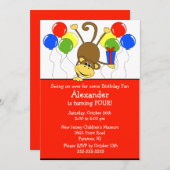 Invitation pour l'anniversaire du singe amusant (Devant / Derrière)
