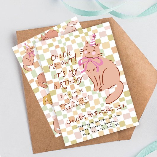 Invitation pour l'anniversaire d'un chat avec chat