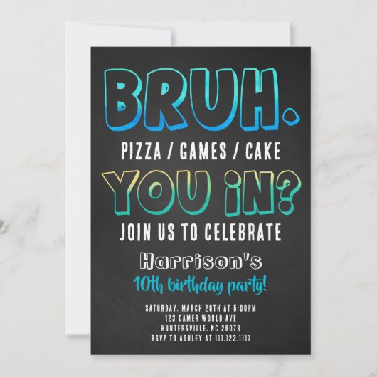 Invitation pour l'anniversaire d'un garçon fan de  (Devant)