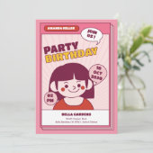Invitation pour l'anniversaire d'une fille avec un (Debout devant)