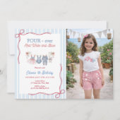 Invitation pour l'anniversaire d'une fille rouge b (Devant)