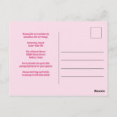 Invitation pour l'anniversaire d'une princesse his (Dos)